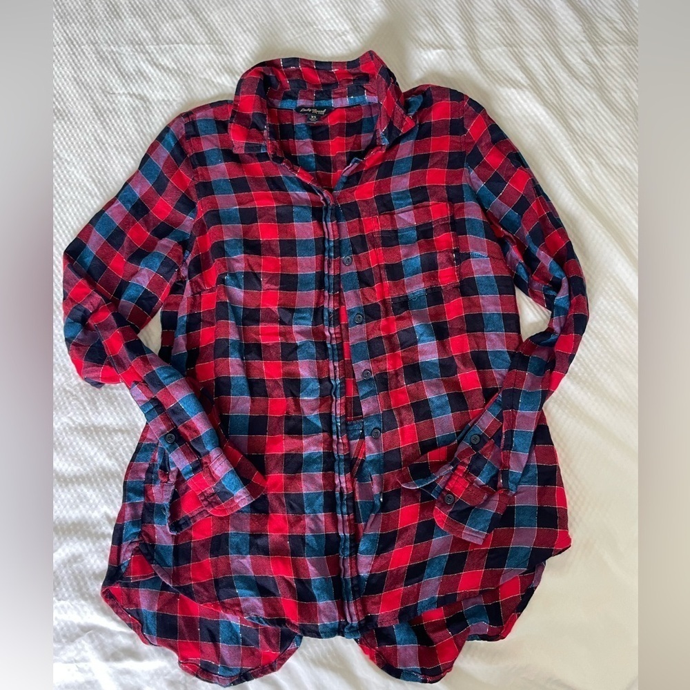 Lucky Brand Red and Blue Plaid Shirt